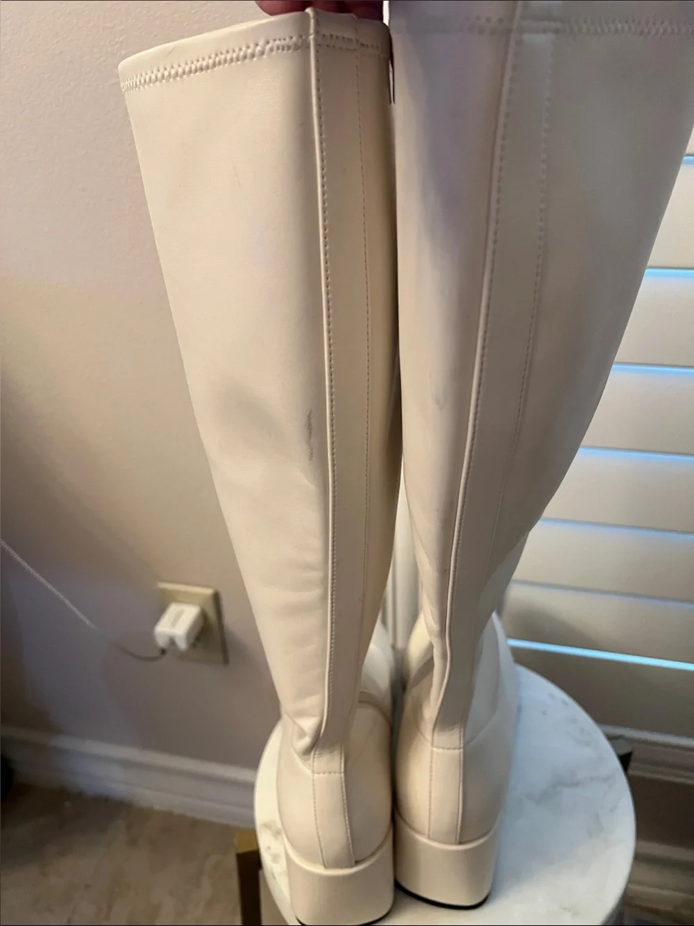 AEROSOLES Angela Wedge Cream Knee-High Wedge Boot